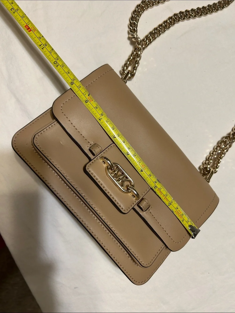 Michael Kors Taupe Crossbody Bag with Gold Chain
